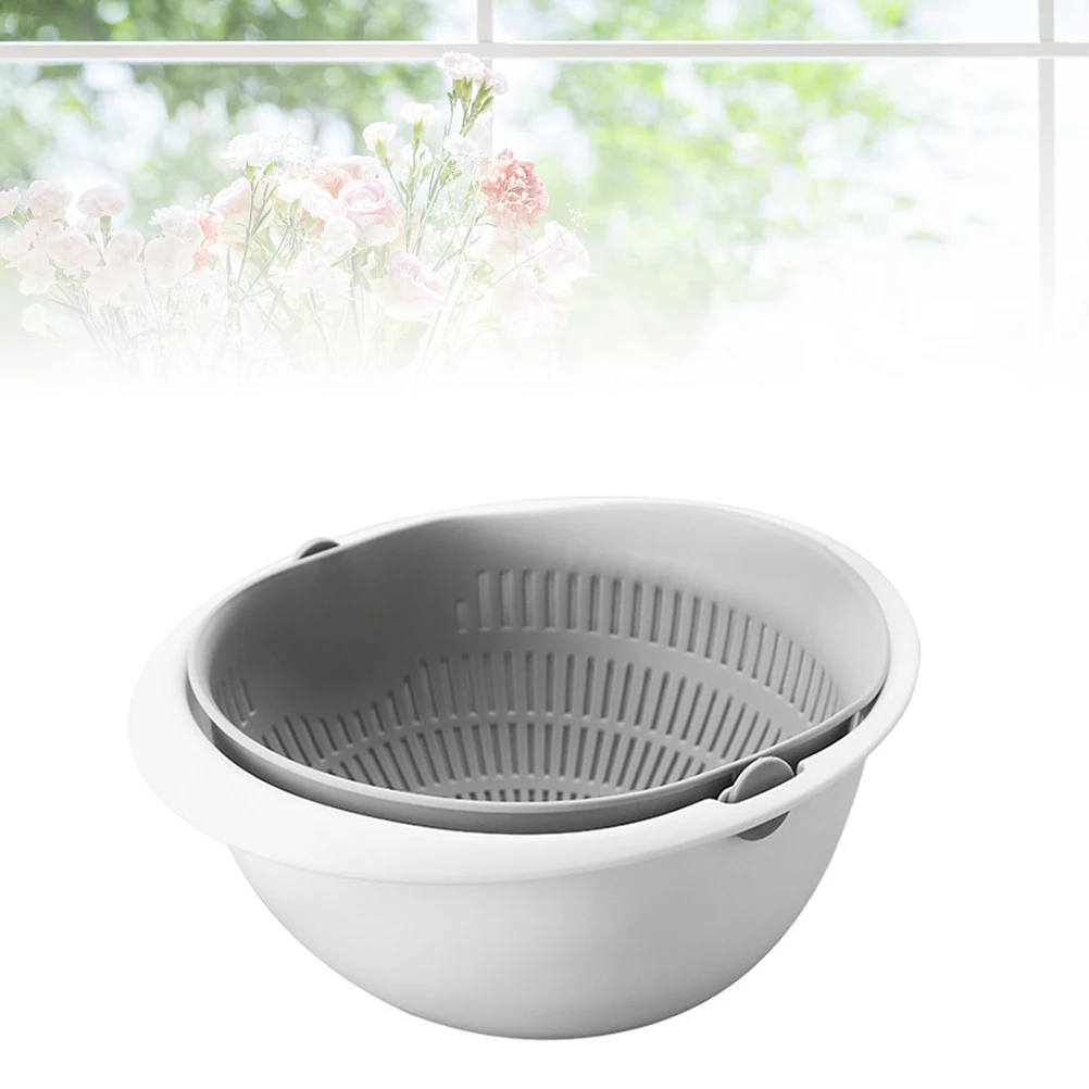 

Drain Basket Rotating Storage Pink Vegetable Fruit Double Layer Rack WashBasket Kitchen Helper Storage