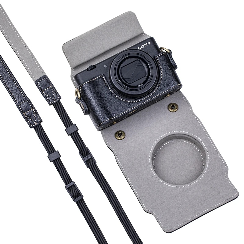 Zv1-合成皮革ハーフケースバッグ,Sony ZV-1用ショルダーストラップ