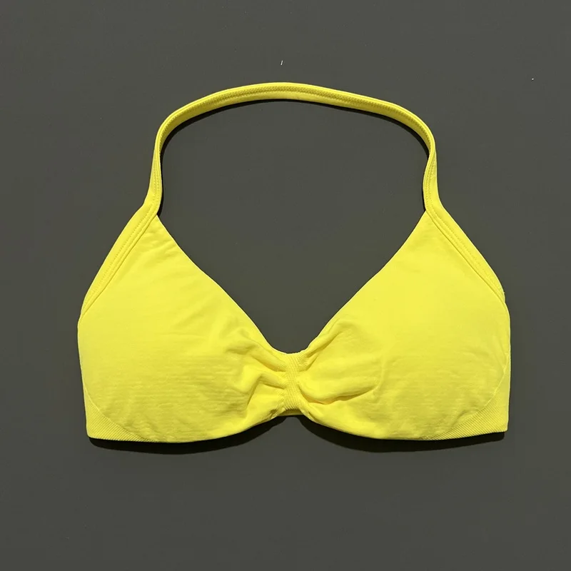 HISTELLO Sportbeha met bandjes Df Effen kleur Dames Naadloos yoga-ondergoed Fitness Workout Halter Top Running Gym Sportbeha