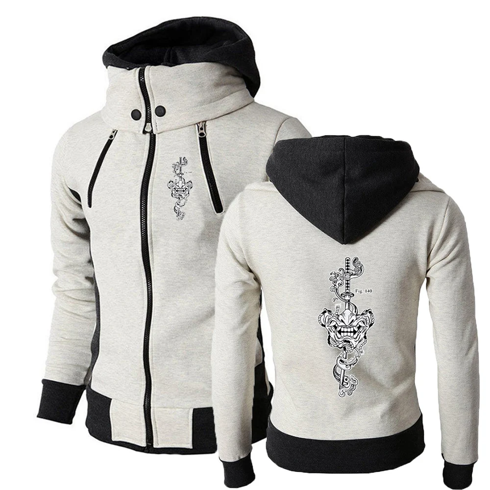 Men's Future Samurai Y2K Logo Print 2026 Spring And Autumn Classic and Generous Versatile Leisure Hooded Zipper Hoodies Coat