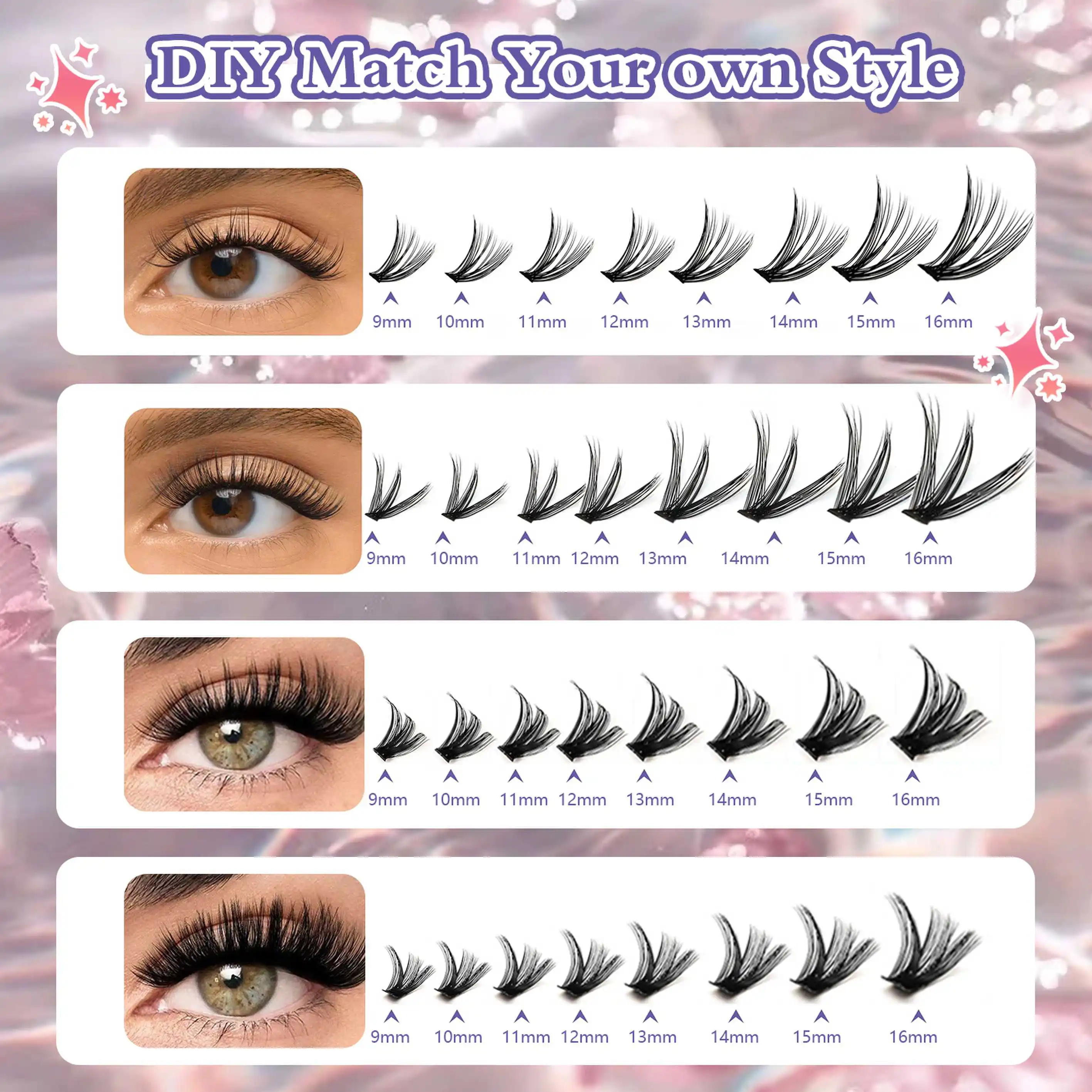 [Multi-size Eyelashes]  790 Cluster Eylash Extension Kit High Capacity Fluffy Lash Clusters Makeup Tools