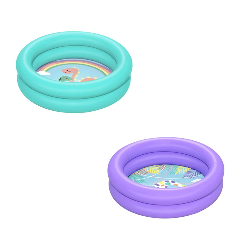 24 "x 6" dubbele ring kinderzwembad opblaasbaar draagbaar achtertuin zwemmen speelzwembad badkuip baby puur groen paars 1 persoon