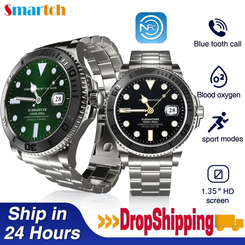 Smart Watches Men 1.32'' HD Screen Blue Tooth Call NFC AI Voice Sports Fitness Waterproof Smartwatch Health Monitoring Weather