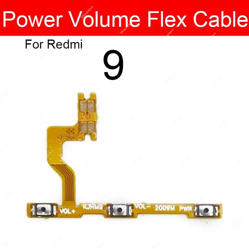 Volume Power Side Button Flex Cable For Xiaomi Redmi 12 12C 9 9A 9C 9i 9T 10 10X 4G 5G On/Off Power Volume Flex Ribbon Parts