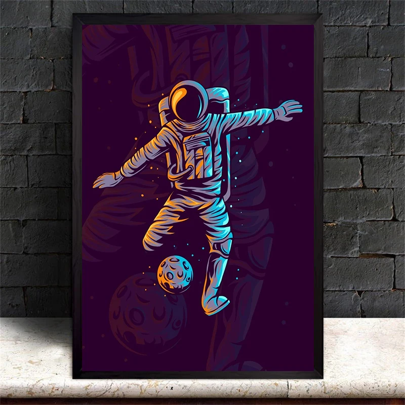 Astronaut Football Canvas Painting Space Langscape Posters and Prints Wall Art Pictures Gifts For Living Room Home Decor Cuadros