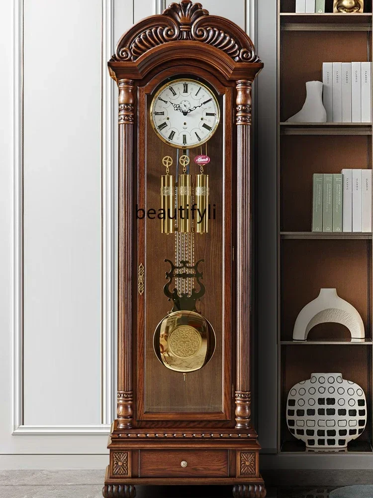 B178 German Hermle American the Grandfather Clock Living Room Clock Chinese Retro Mechanical Vertical Large Pendulum Clock