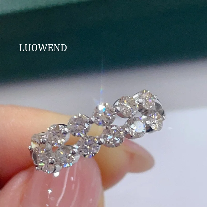 

Кольца LUOWEND из 100% белого золота 18 карат, классический блестящий дизайн, обручальное кольцо с настоящим натуральным бриллиантом 1,0 карата для женщин, ювелирные изделия