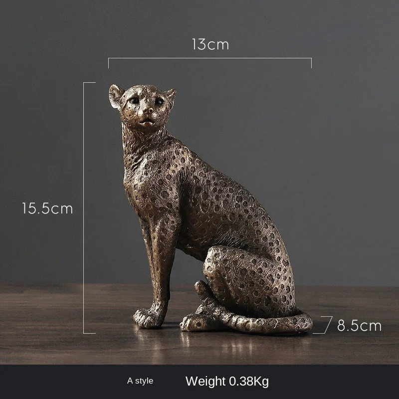 

African Leopard Resin Statue Home Sculpture Animal Model Desktop Ornaments Wine Cabinet Decor Leopard Decoration Art Collection