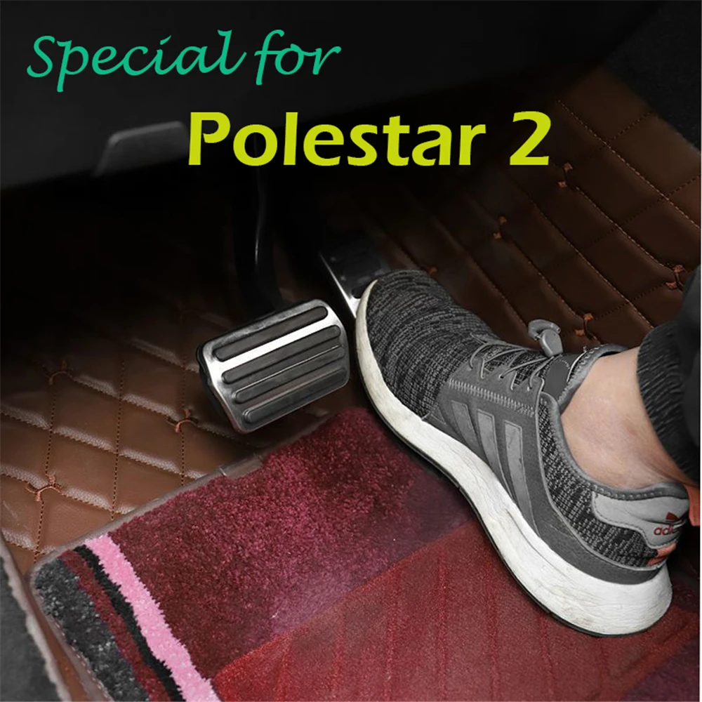 Auto Gemodificeerde Pedaal Cover Voor Polestar 2 (2020 ~ 2024) Gaspedaal Gas Rempedaal Pad Decoratieve Accessoire Inbouwen Onderdelen