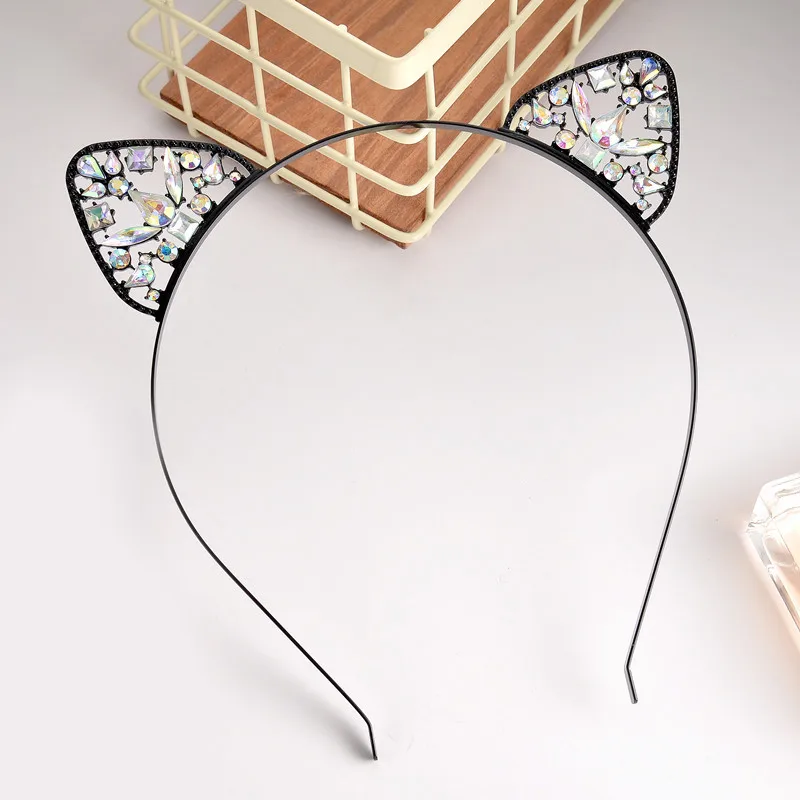 10pcs Women Girls Cat Ears Headband Rhinestone Crystal Party Decoration Hair Accessories Costume Cosplay  Christmas