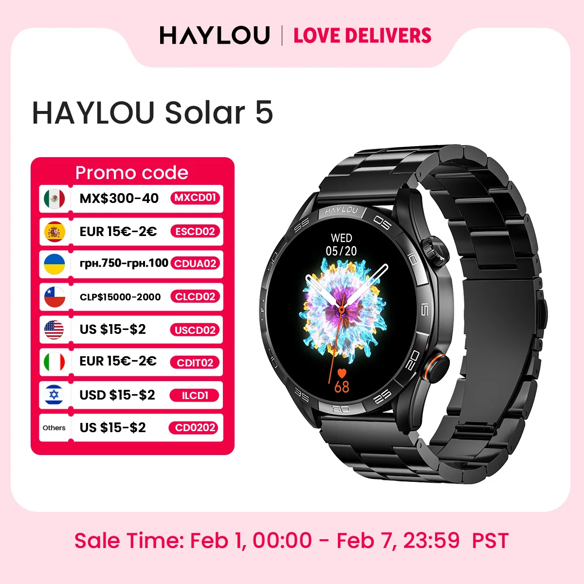HAYLOU Solar 5 Voice Calling Smartwatch 1.58'' AMOLED Display 60Hz Smart Watch 24H Health Monitoring Sports Smartwatch for Men