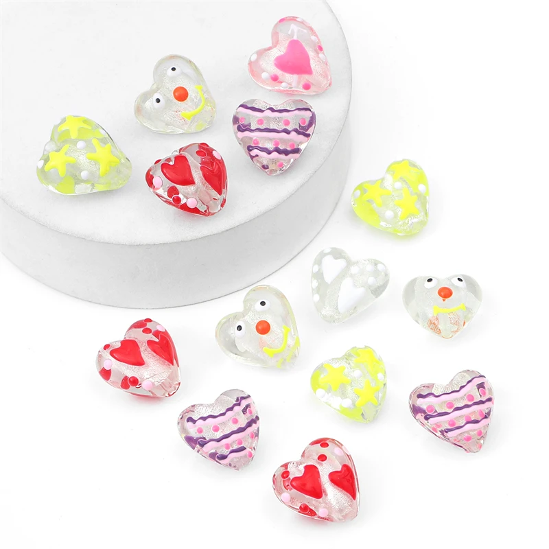 1Pcs 20x20mm Fashion Cute Handmade Lampwork Glass Heart Beads Charm Pendant for Necklace Earring DIY Jewelry Making Accessories