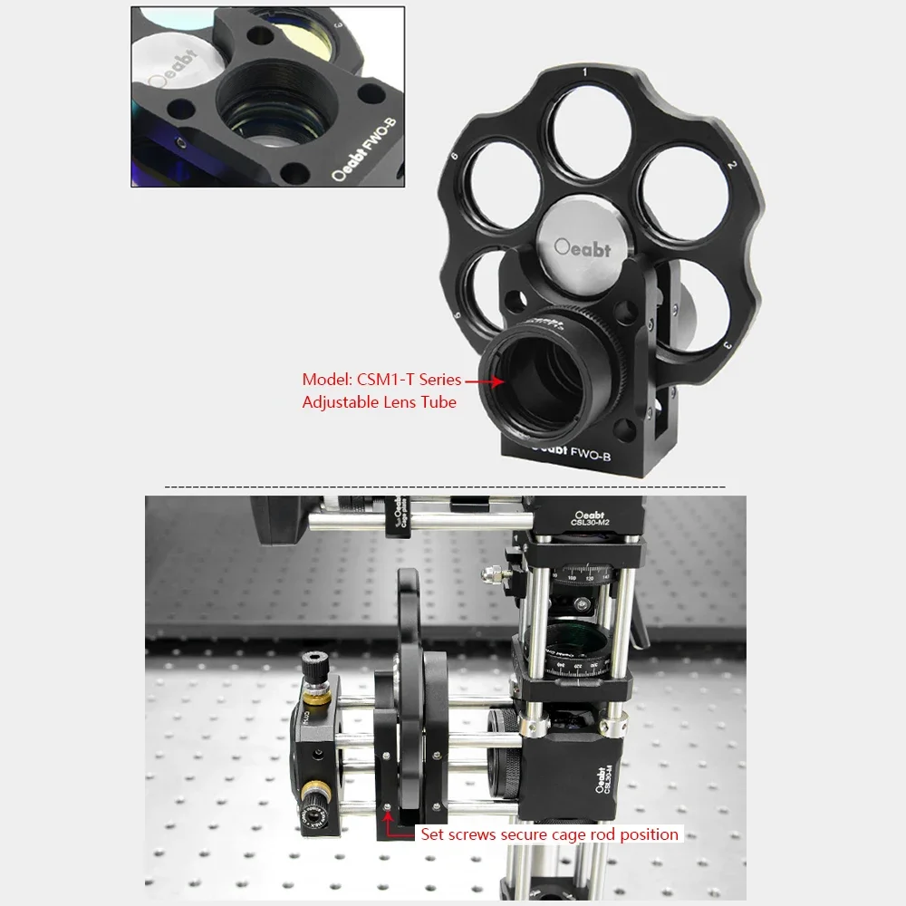 FWO-B 30mm Filter Wheel Coaxial System Optical Adjustment Frame Filter Frame Mount 6-hole Rotary Seat Coaxial Experiment