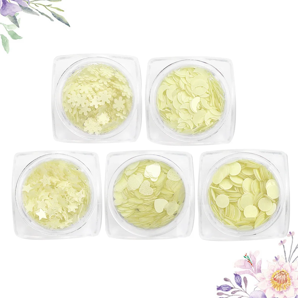 1 مجموعة مضيئة الترتر ملصقات الأظافر 5 زجاجات نجمة القمر على شكل قلب لتقوم بها بنفسك مسمار الفن زينة اكسسوارات للنساء