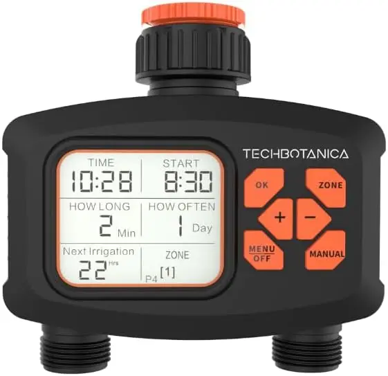 

Автоматический таймер полива с двумя выходами для садового шланга – ручная и умная система полива