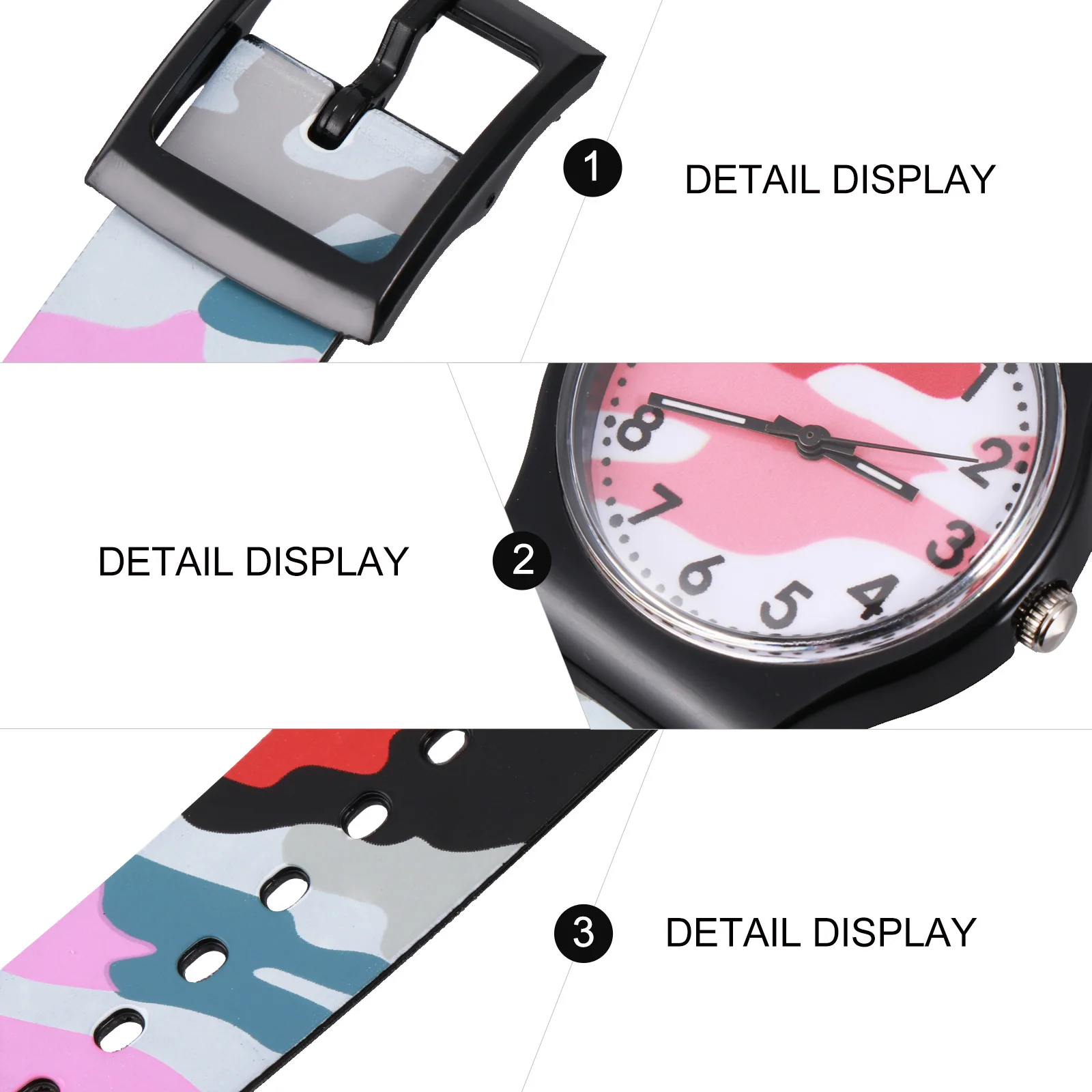 Piccolo orologio mimetico Orologi alla moda per PVC rosso regolabile Lovely '