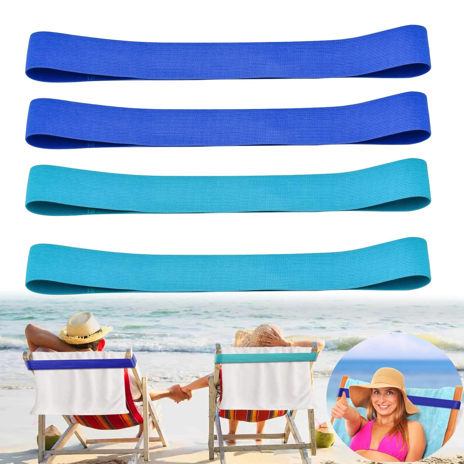 4Pcs Beach Chair Straps Stretchable Towel Band Color Rubber Fixing Clips Ship Essentials Silicone