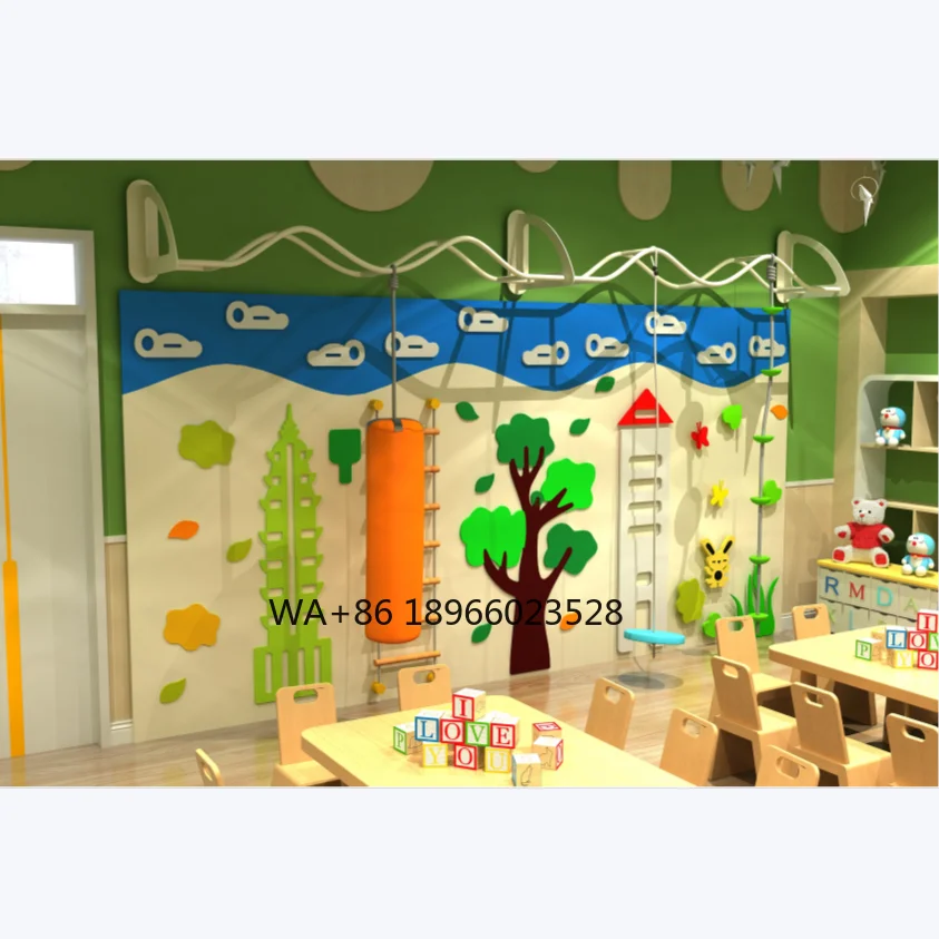 

Деревянный альпинист Монтессори, оборудование для игр, детское снаряжение для упражнений на открытом воздухе с веревочной лестницей, сетка для скалолазания из прочного пластика