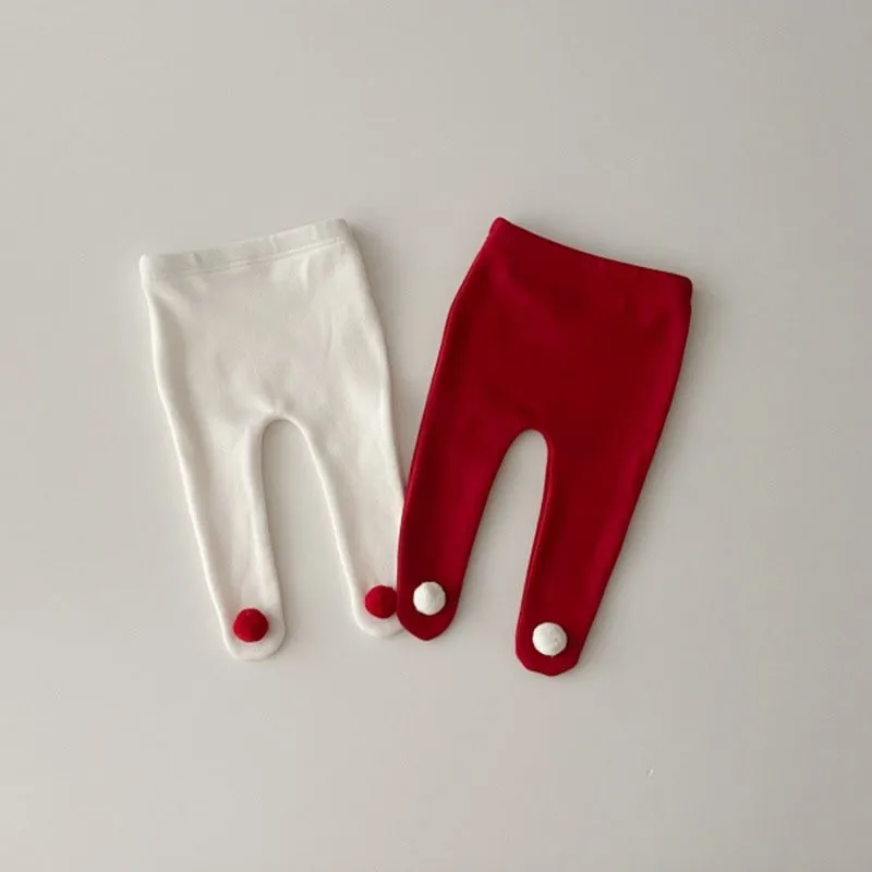 2024 Winter New Baby Solid Fleece Pantyhose Cotton Versatile Infant Girl Christmas Leggings Newborn Plus Velvet Thick Warm Pants