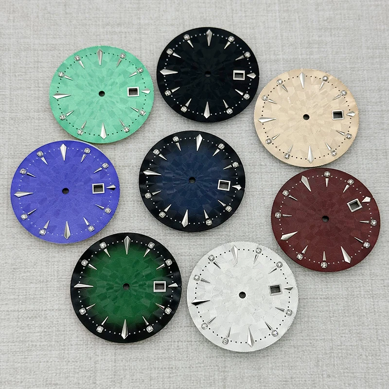 35mm Dial With Sunburst Finish And Diamond-Index Design Cocktail-Style NH35 Dial For Fit NH35 And NH36 Movements Watch Dial