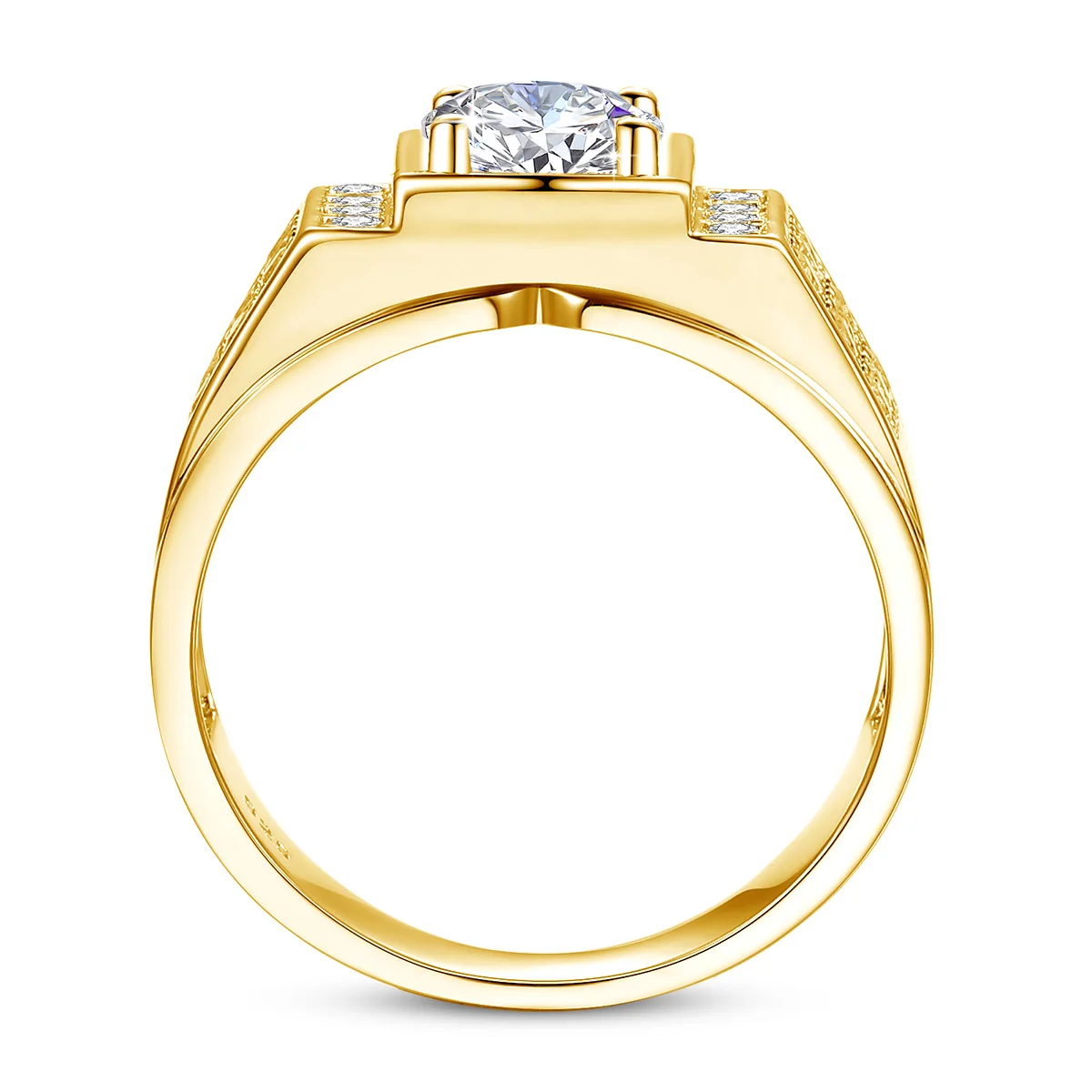 Neu: Runder 6,5mm 1ct Moissanit-Ring für Herren mit Zertifikat, Original, besteht den Diamanttest, 925 Sterling Silber, Hochzeitsschmuck, Trend – Detail 3