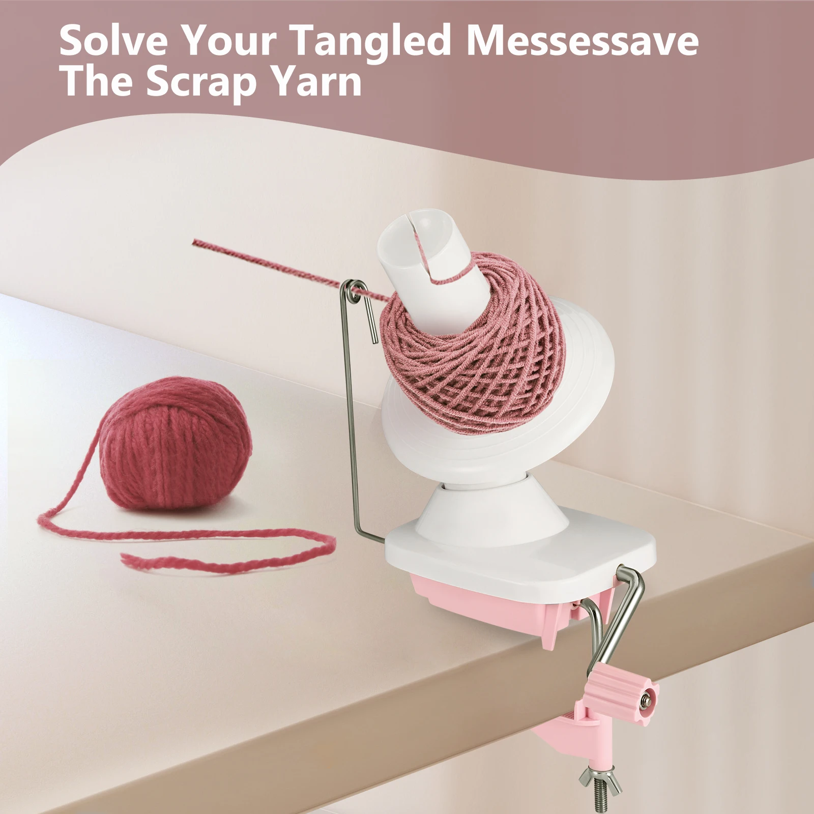 Enrouleur de fil, enrouleur de laine rose pour tricoter à commande manuelle, l'aide pour les amateurs de tricot, machine à enrouler la laine (rose)