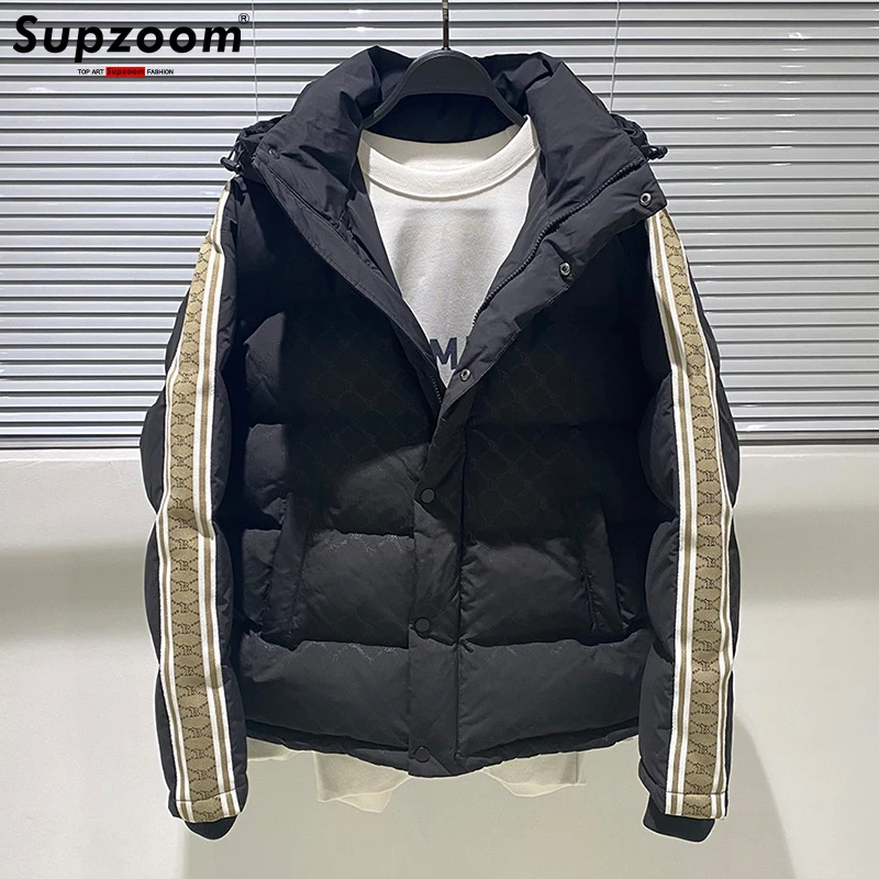 Supzoom 2022 New Arrival Top Fashion Brand Loose Winter Large Letters Patchwork Warm Plaid Padded Coat Casual Down Jacket