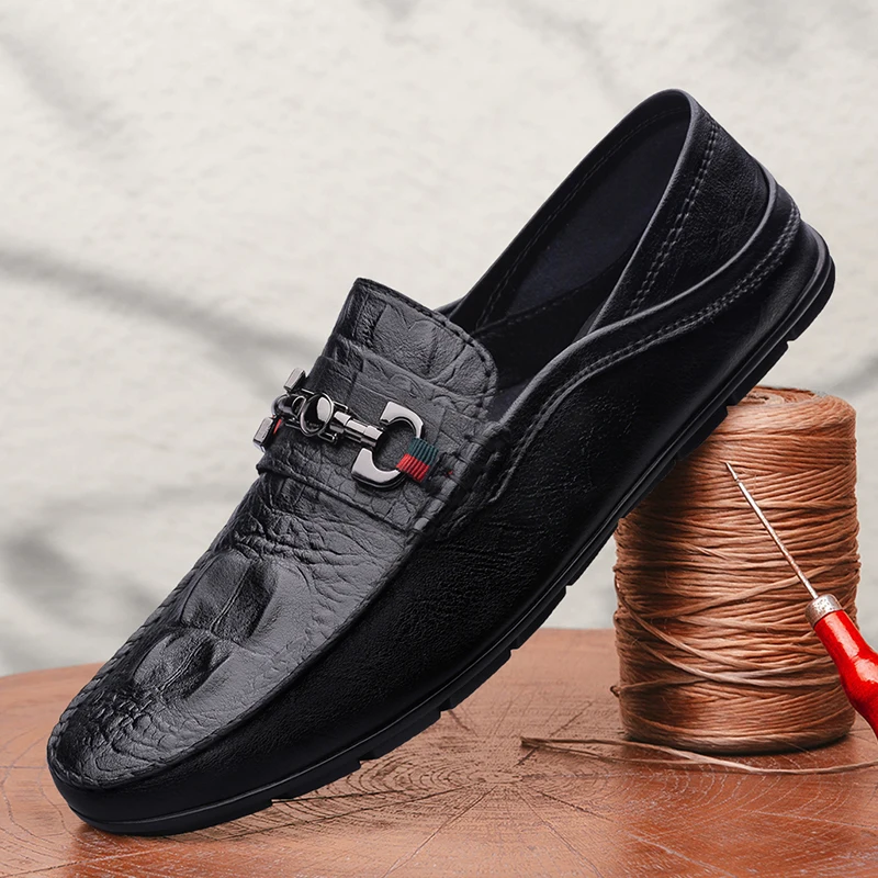 New Luxury 100% Cowhide Genuine Leather Designer Casual Shoes Office Loafers for Men Women Driving Shoes Moccasins Slip on Flats