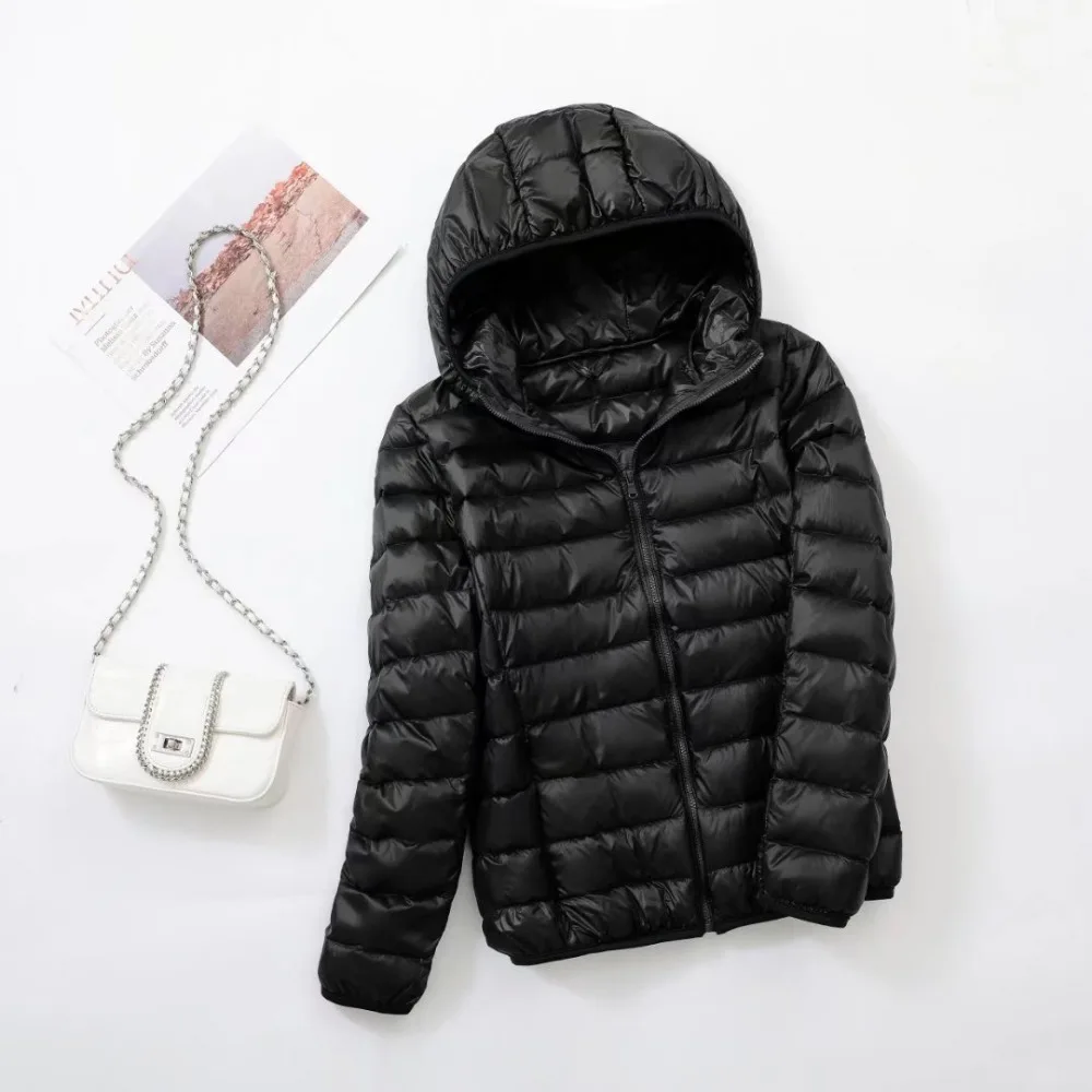 Light Plus Size Thin Down Jacket Women 2023 Autumn Winter Slim Short Hooded Warm White Duck Down Coat lady Outerwear