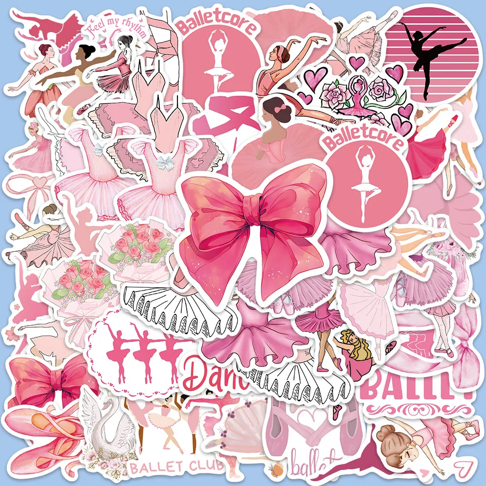 elegante ballet adesivo para laptop decalques graffiti adesivos impermeaveis bagagem copo de agua notebook jukebox saia ballet rosa 50 pcs 01