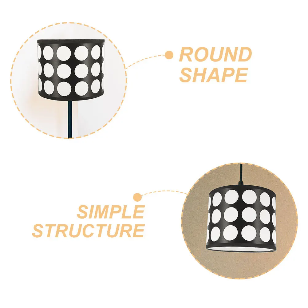

Polka Dot Lampshade Modern Fabric Iron Design Easy Install Light Cover for Study Hotel Bedside Lamp Decorative Household Shade