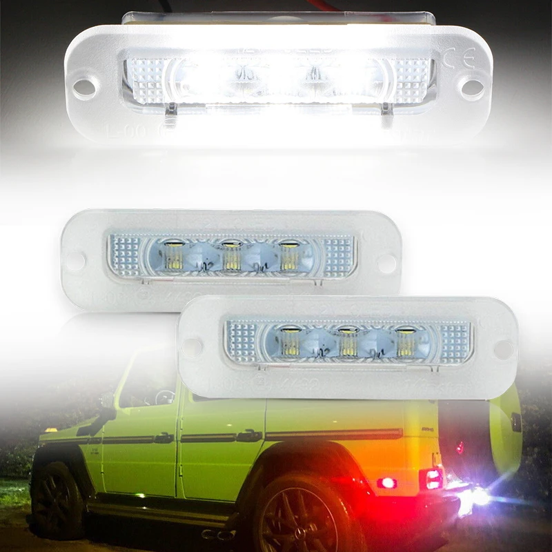 2X Full LED License Plate Light For Mercedes Benz G-Class W463 G500 G550 G55 G63 G65 AMG 12V Car Number Lamp White 1990-2012
