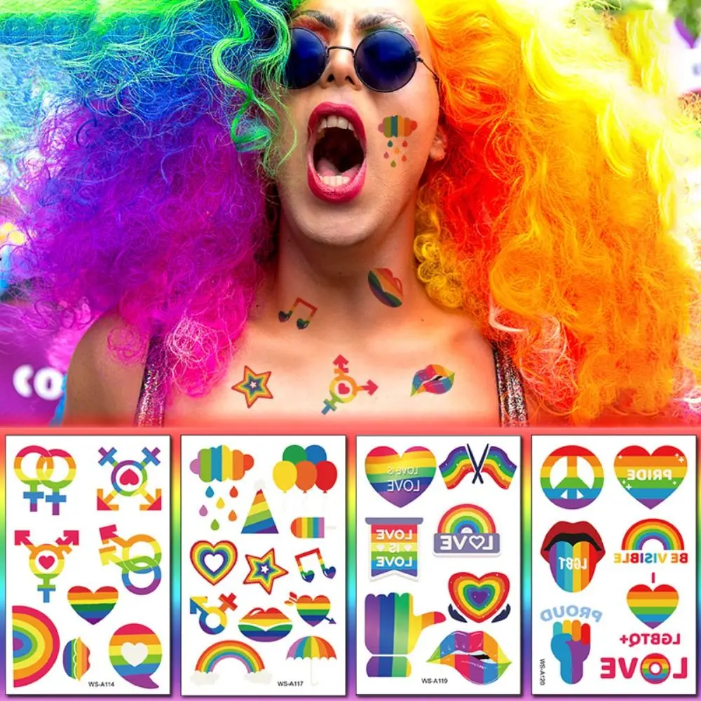 

5 Pcs/bag Colored Temporary Tattoo Stickers No Repeat Waterproof Face Patch Sweatproof Glitter Rainbow Disposable Stickers Arm