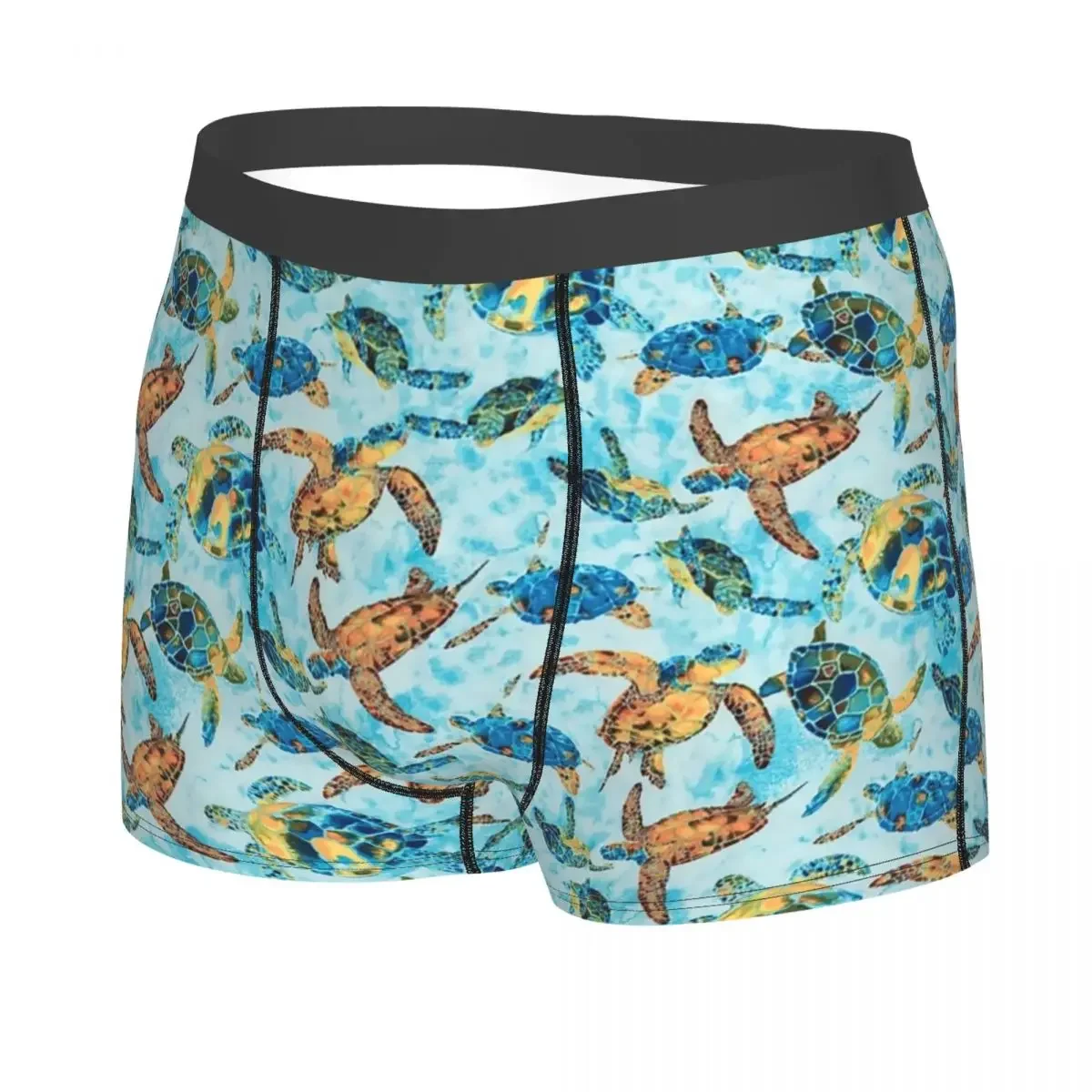 Custom Watercolor Turtles Pattern Underwear Men Breathable Ocean Lover Boxer Briefs Shorts Panties Soft Sexy Underpants For Male