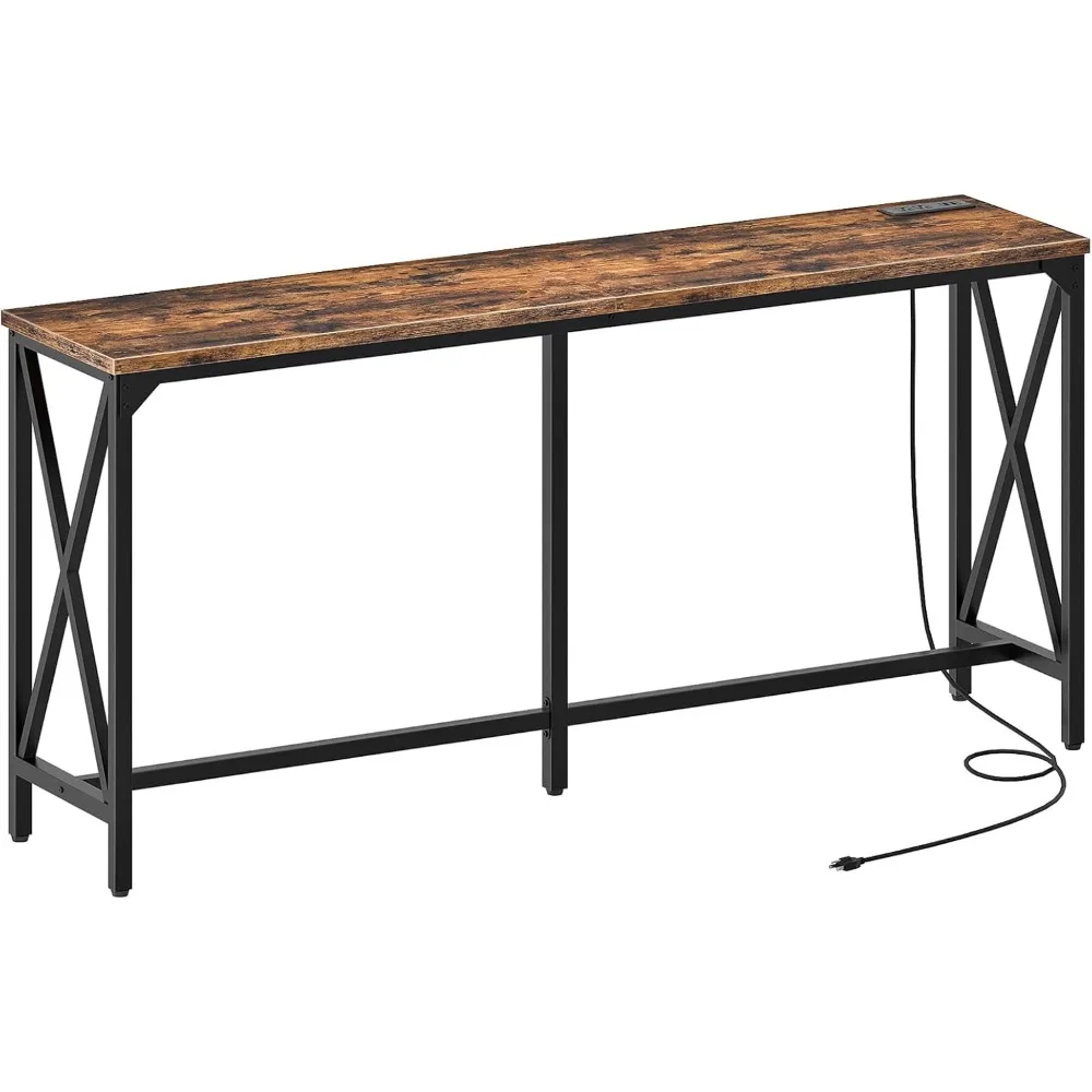 

Bar Table, 70.9'' Bar Table, Kitchen Dining Tablewith Power Outlet&Footrest, for Pub&Living Room, Industrial Style Bar Table