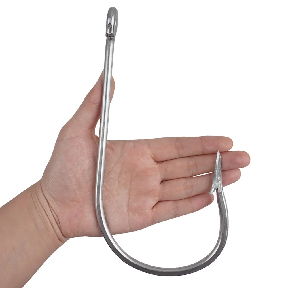 

10Pcs Fishing Hooks Saltwater Giant Shark and Alligator Hooks Stainless Steel Extra Strong Big Game Sharp Tuna Catfish Hooks