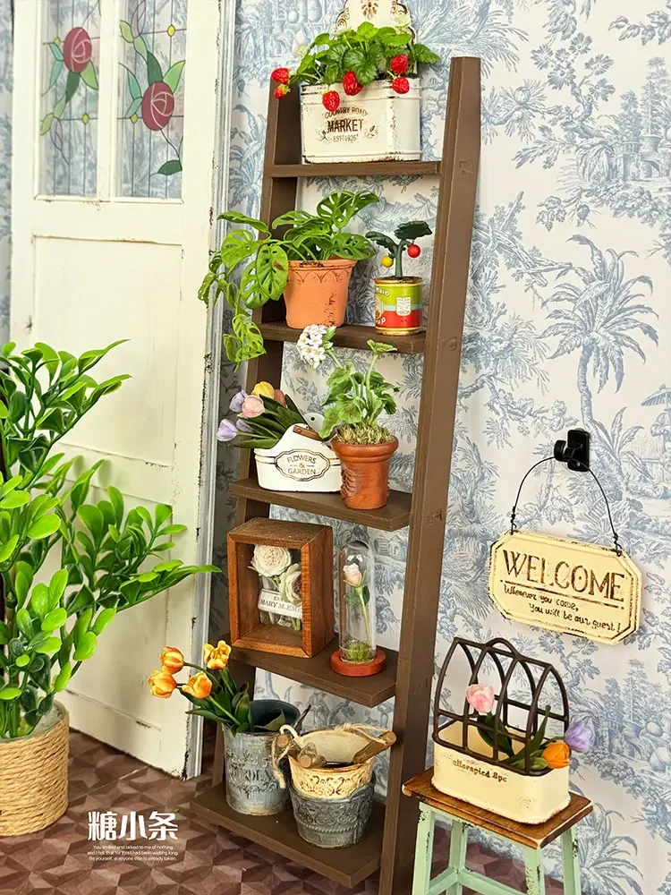 1/6 Doll House Model Furniture Accessories Wall Ladder Flower Storage Rack Bjd Ob11 Gsc Blyth Soldier Lol Dollhouse Miniatures