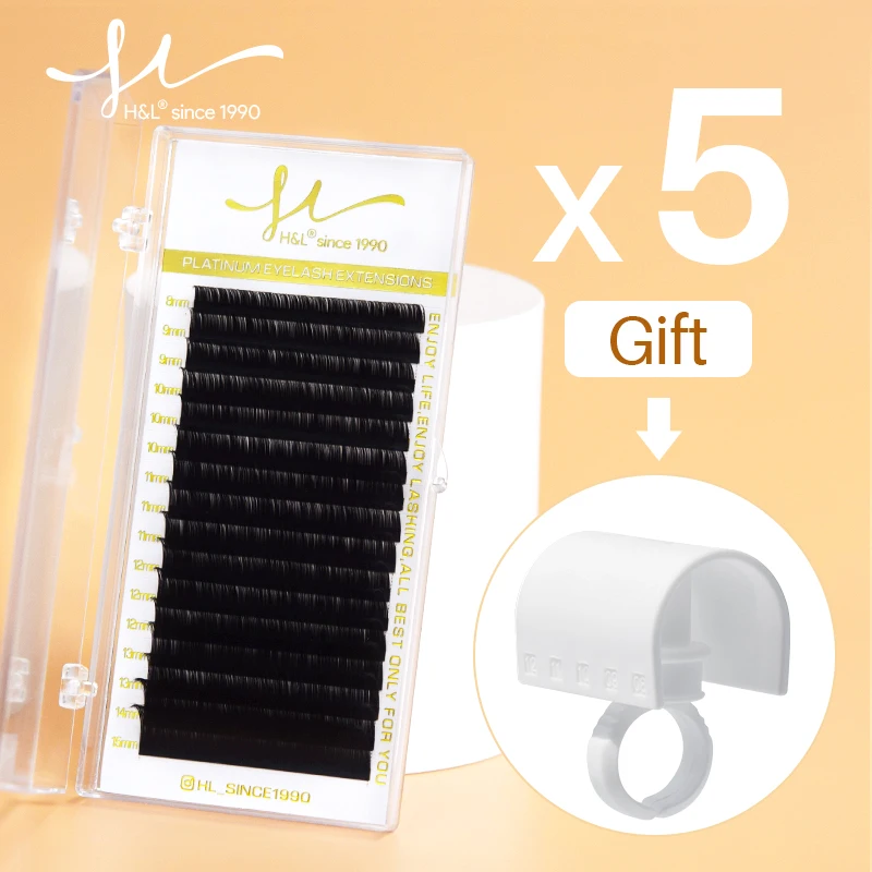 

H&L SINCE 1990 16Rows Eyelash Extensions Supplies Individual Lashes Premium Silk Volume Classic Lash Soft Matte Darker Black