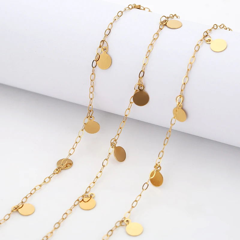 1 Meter Stainless Steel 6mm Disc Handmade Chains DIY Jewelry Making Necklace Accessories Bracelet Supplies Anklets Body Chains