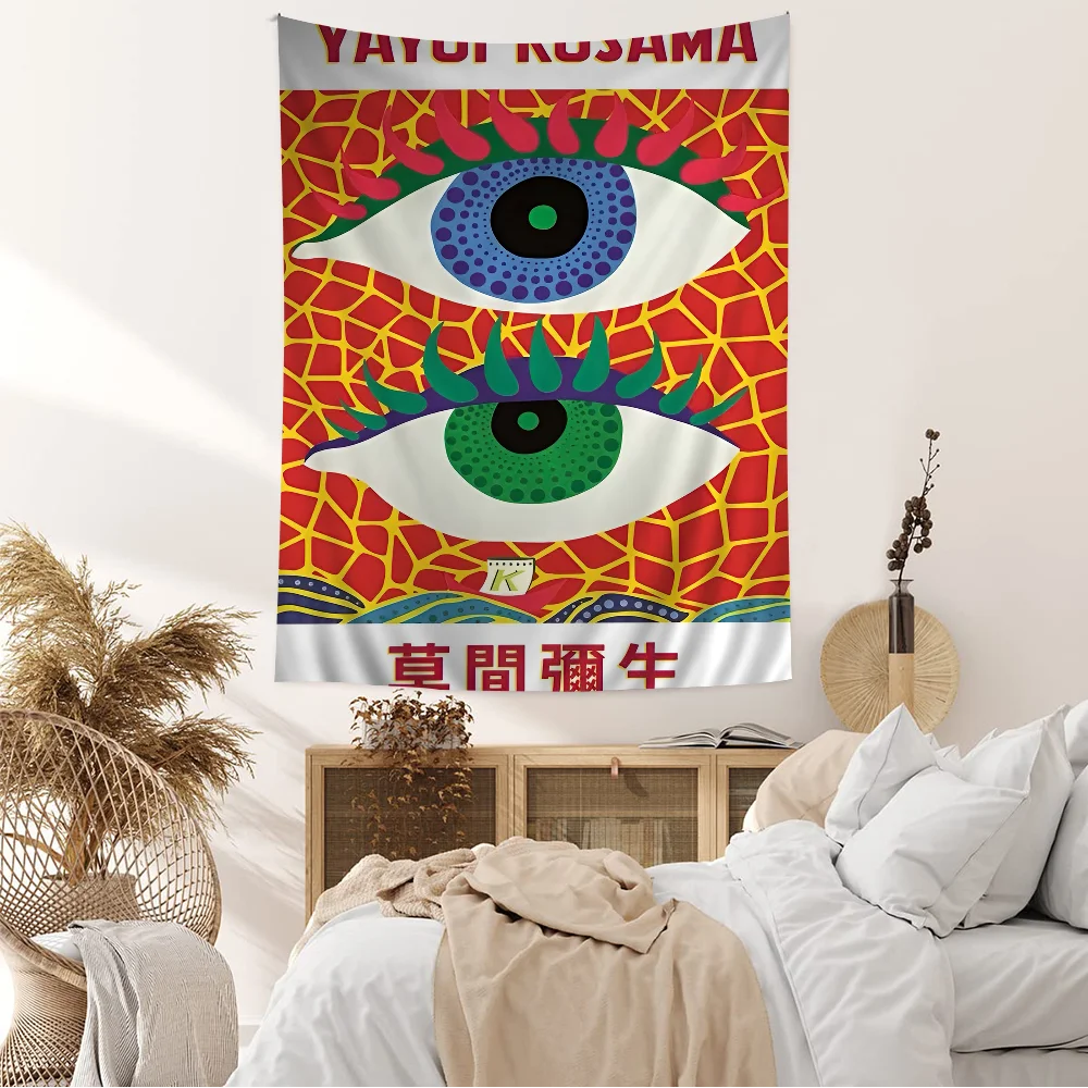 Y-Yayoi K-Kusama Art Exhibition P-Pumpkin Flower Cartoon Tapestry Art Science Fiction Room Home Decor Wall Hanging Sheets