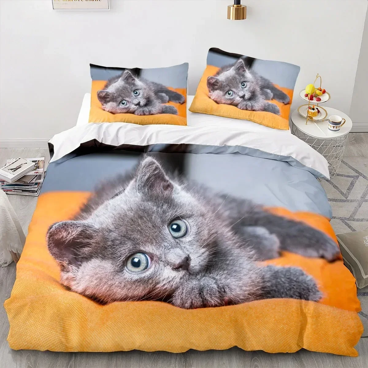 Luxury New 3D Print Animal Cat Comfortable Duvet Quilt Cover Pillowcase Bedding Set Children Bedroom Decoration Home Textile