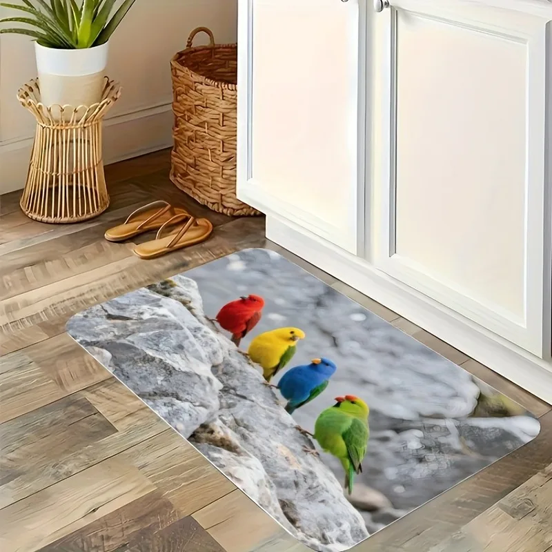 

1PC Birds Pattern Kitchen Rug Non-Slip Door Mats Pop design Bathroom Rug Bath Mat Carpet for Home Sink Laundry Decor