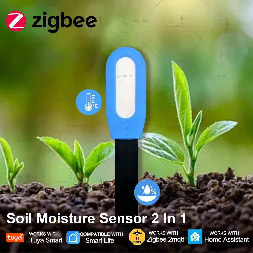 

Тестер влажности почвы Tuya Zigbee, измеритель влажности почвы и определение температуры воздуха, термогигрометр 2 в 1, поддержка Smart Life Z2M