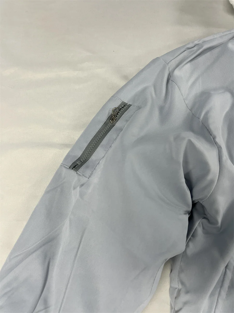 Parkas ผู้หญิงสบายๆแฟชั่นเกาหลีเสื้อแขนยาวผ้าฝ้ายเบาะแจ๊กเก็ตสีทึบสบายความงามกระเป๋า