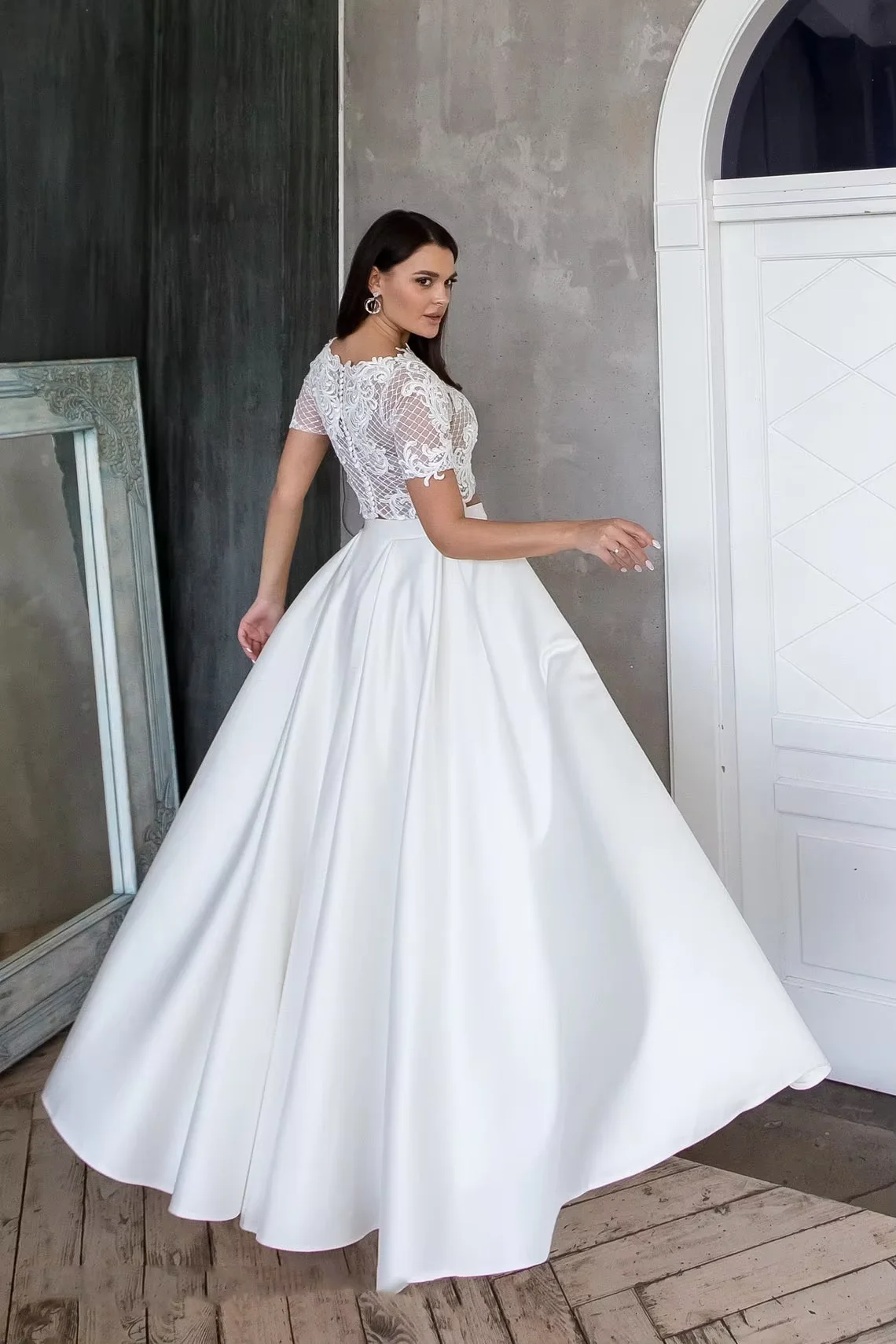 Ivory High Split A Line Pleated Satin Skirt Detachable Train Wedding Skirt Formal Evening Gown Custom Made Prom Party Skirts