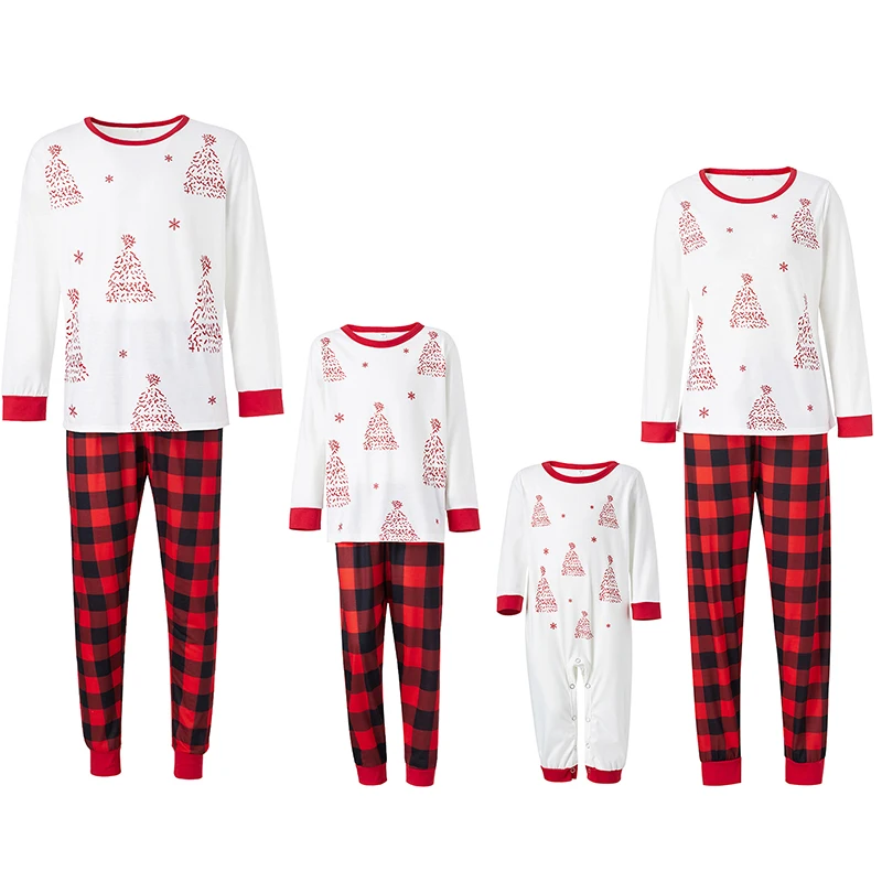 Matching Family Christmas Pajamas Set Festive Long Sleeve Santa Claus Print Tops and Pants Sleepwear Ensemble