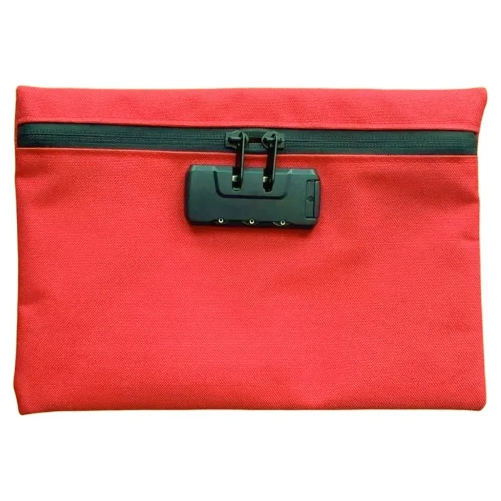 

Combination Lock Money Bag with Lock Canvas Waterproof Portable Locking Pouch Portable Zip Closure Security Document Bag