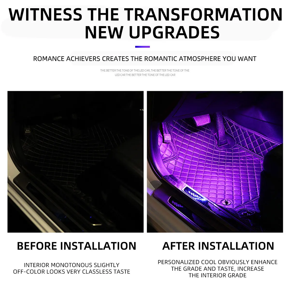 LED Car Music Light Strip 48LEDs USB Smart Bluetooth APP Control Waterproof Multi-color RGB Car Interior Atmosphere Light Strip image 2
