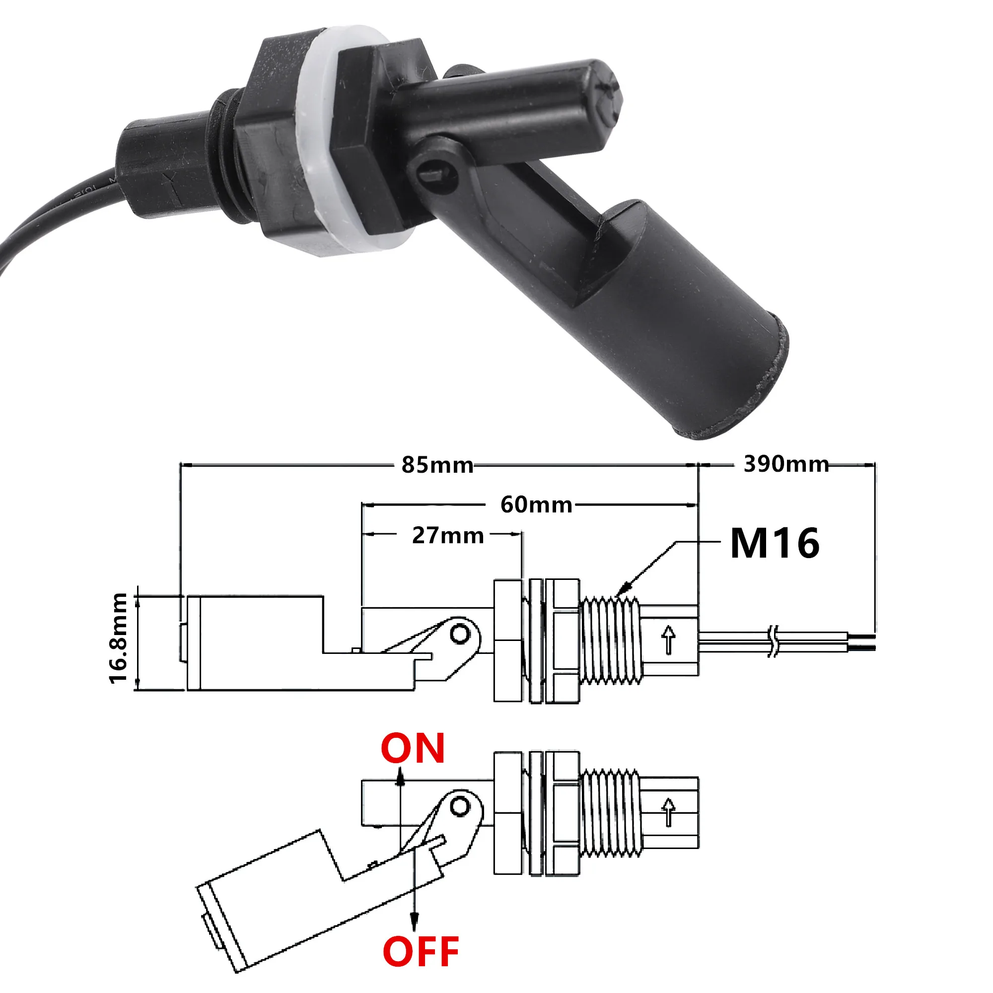 Horizontal Float Sensor Switch Side Mount Liquid Water Level Sensor Controller Automatic Water Pump switch Aquarium Tank Pool