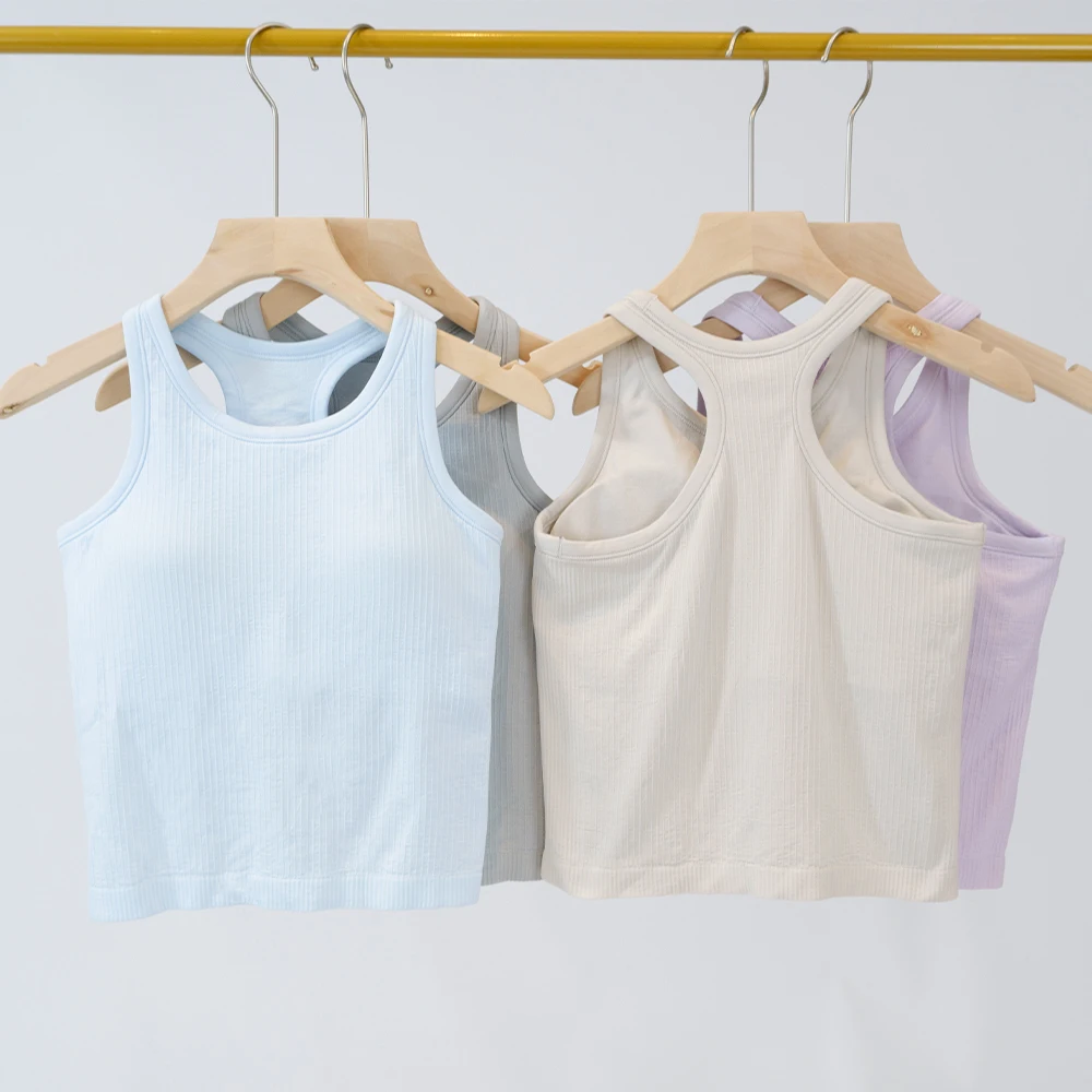 LULU FLORA H-shaped sleeveless backless outdoor chest cushion with bare feel, high waist quick drying sports vest with ribbed image 4